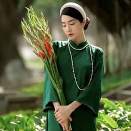 Vòng cổ ngọc trai nhân tạo 150cm phụ kiện chụp ảnh mặc áo dài sang trọng 7