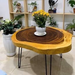Bàn Ghế Tròn Gỗ Me Tây Kèm Chân Sắt Hairpin, Ngồi Cafe, Bàn Trà, Quán Nước, Ban Công 2
