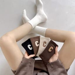 [Combo 10 Đôi] Tất Cổ Cao Nữ Họa Tiết Chữ C - Vớ Cổ Cao Nam Nữ Chất Liệu Cotton Co Giãn Thoáng Khí  Giay zep Store 8