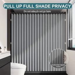 Rèm tắm từ tính có thể gập lại Rèm bồn tắm chống nước với 14 móc Bộ chia phòng riêng tư Hiện đại cho phòng tắm 3