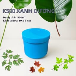 Combo 50  Hủ K500 - Xanh Ngọc - Xanh Bơ - Xanh Dương, Hủ nhựa rỗng - 500gr, Có nắp lót chống tràn, Đựng Kem Body 3