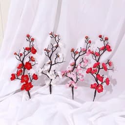 Cành Đào Lụa, Hoa Đào Cổ Trang Trí Tháp bánh Kẹo, Oản Tài Lộc, Góc Decor Tết 2025 Phụ Kiện Trang Trí Tết 4