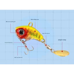 Mồi Câu Cá Giả VIB Lure Kim Loại Xoay Mắt 3D MO43 3