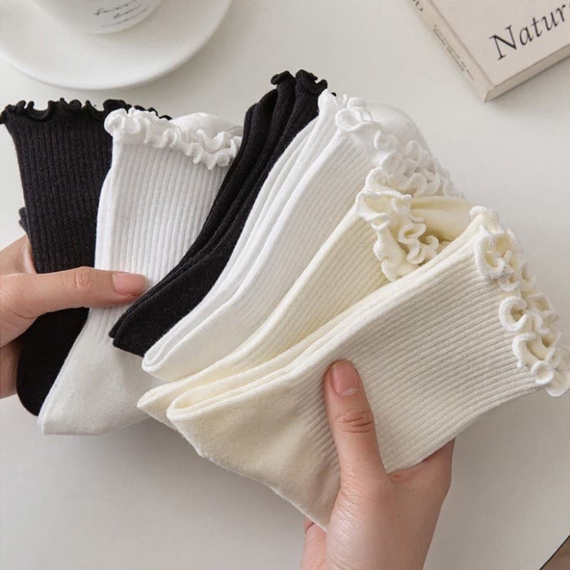 Bộ 10 đôi tất nữ cotton cổ cao viền bèo công chúa dễ thương siêu xinh xắn - Miễn phí vận chuyển 🎀"