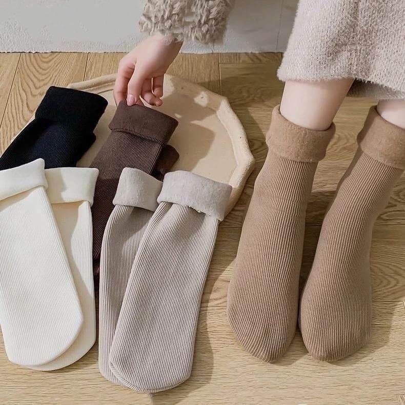 Set 10 đôi tất cổ cao lót lông lót nỉ dày dặn cotton giữ nhiệt mùa đông dành cho nữ mẫu mới M365