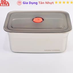 SKU159 - Hộp inox xịn 304 không hút nam châm, không gỉ sét 1200ml, có nắp hút chân không. 8