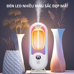 Máy xịt thơm phòng tự động khuếch tán tinh dầu siêu âm êm ái có đèn ngủ không dây decor mini tiện lợi . 7