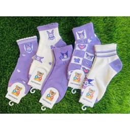 Set 10 đôi tất trẻ em 1-13 tuổi hoạ tiết kurumi tone màu tím dễ thương thời trang tất vớ cho bé gái 9