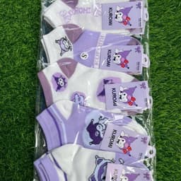 Set 10 đôi tất trẻ em 1-13 tuổi hoạ tiết kurumi tone màu tím dễ thương thời trang tất vớ cho bé gái 6