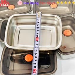 SKU159 - Hộp inox xịn 304 không hút nam châm, không gỉ sét 1200ml, có nắp hút chân không. 3