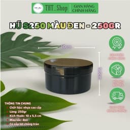 Giá Sỉ 100 hủ nhựa S250 màu đen - 250gr, có nắp lót chống tràn - Đựng Kem Body Đựng kem trộn. hudung 3
