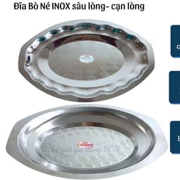 Đĩa bò né - Đĩa hấp cá - Đĩa Hột Xoài Inox không gỉ loại dày size 40 x 25 x 3 cm 1
