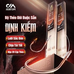Thẻo Câu Đài Định Kiếm Hộp 20 Bộ Thẻo Buộc Sẵn Lưỡi Vàng Hồng Cao Cấp Chuyên Rô Diếc Chép 1