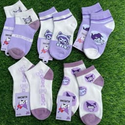 Set 10 đôi tất trẻ em 1-13 tuổi hoạ tiết kurumi tone màu tím dễ thương thời trang tất vớ cho bé gái 2