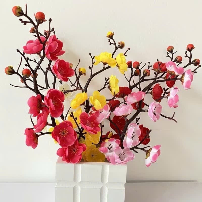 Cành Đào Lụa, Hoa Đào Cổ Trang Trí Tháp bánh Kẹo, Oản Tài Lộc, Góc Decor Tết 2025 Phụ Kiện Trang Trí Tết