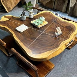 Mặt Bàn Tròn Gốc Cây Gỗ Me Tây Nguyên Tấm Tự Nhiên Size To (Không Kèm Chân) - Xưởng Mộc Maido 6