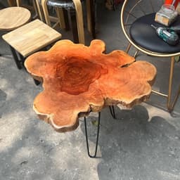 Mặt Bàn Tròn Cafe, Sofa, Gỗ Nhãn Nguyên Khối Tự Nhiên (Không Kèm Chân) 5