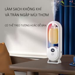 Máy xịt thơm phòng tự động khuếch tán tinh dầu siêu âm êm ái có đèn ngủ không dây decor mini tiện lợi . 5