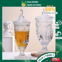 Bình Đựng Nước Có Vòi Kèm Chân Bình Đựng Nước Ngâm Trái Cây Bình Đựng Nước Vân Nổi Dung Tích 2L 3L 5L M98 1