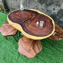 Mặt Bàn Tròn Gốc Cây Gỗ Me Tây Nguyên Tấm Tự Nhiên Size To (Không Kèm Chân) - Xưởng Mộc Maido 3