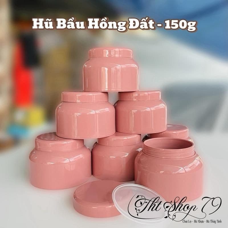 Combo 50 Hủ Bầu 150gr - Màu Hồng Đất - Có Nắp Lót Chống Tràn - Đựng Kem Body