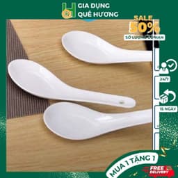 Combo 5 Thìa sứ Muỗng sứ trắng đơn giản dày dặn  ăn phở siêu đẹp hàng chuẩn gốm sứ - M71 2