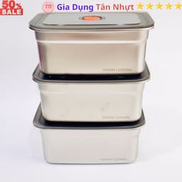 SKU159 - Hộp inox xịn 304 không hút nam châm, không gỉ sét 1200ml, có nắp hút chân không. 9