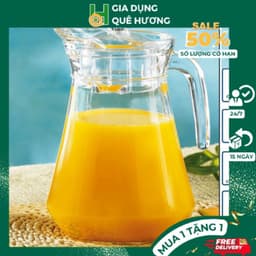 Bình ca thủy tinh trơn đựng nước 1500ml  1