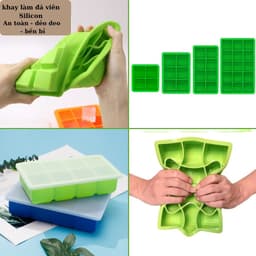 Khuôn làm đá, khay đá lạnh có nắp đậy chất liệu silicon an toàn tiện lợi bền bỉ 9