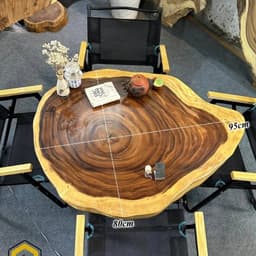 Mặt Bàn Tròn Gốc Cây Gỗ Me Tây Nguyên Tấm Tự Nhiên Size To (Không Kèm Chân) - Xưởng Mộc Maido 7
