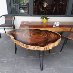 Mặt Bàn Tròn Gốc Cây Gỗ Me Tây Nguyên Tấm Tự Nhiên Size To (Không Kèm Chân) - Xưởng Mộc Maido 9
