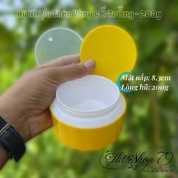 Giá Sỉ 50 Hủ Thân Vàng Cổ Trắng - Hủ Nhựa Rỗng - 200gr - Có Nắp Lót Chống Tràn - Hủ đựng Kem Body - Đựng Kem Body. 1