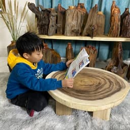 Mặt bàn tròn gỗ me tây mộc không sơn nguyên tấm gỗ thịt tự nhiên, làm bàn trà, bàn cafe - Xưởng Mộc Maido 5