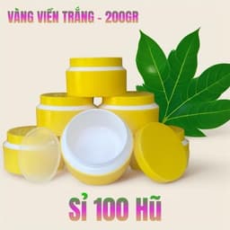 Giá Sỉ 100 Hủ Thân Vàng Viền Trắng - Hủ Nhựa Rỗng - 200gr - Có Nắp Lót Chống Tràn - Hủ đựng Kem Body - Đựng Kem Body. 1