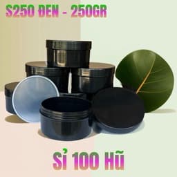 Giá Sỉ 100 hủ nhựa S250 màu đen - 250gr, có nắp lót chống tràn - Đựng Kem Body Đựng kem trộn. hudung 1