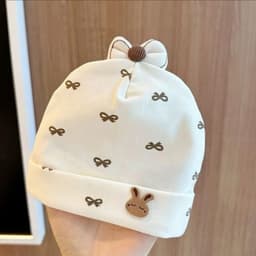 Mũ Bông Cho Trẻ Sơ Sinh Thiết Kế Dễ Thương Mềm Mại Trẻ Sơ Sinh Mũ Đi Bé Trai Bé Gái Nơ Chấm In Mũ 4