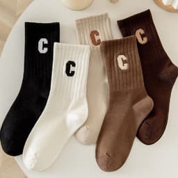 [Combo 10 Đôi] Tất Cổ Cao Nữ Họa Tiết Chữ C - Vớ Cổ Cao Nam Nữ Chất Liệu Cotton Co Giãn Thoáng Khí  Giay zep Store 6
