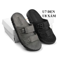 dép quai ngang da sáp nam Fashion, kiểu dáng trẻ trung, đế doctor răng cưa 3cm khâu chỉ toàn bộ chắc chắn thời trang 4