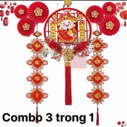 MIỄN SHIP (Set 3 món) Dải Treo ThầnTài lắc đầu và đôi liễn nhung cát tường phú quý size lớn 24x113cm  1