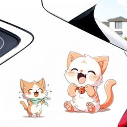 Miếng Dán Xe Hơi Hình Mèo Hoạt Hình Chống Trầy Xước, Trang Trí Độc Đáo cho Xe Ô Tô 7