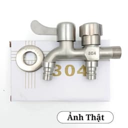 Vòi nước inox 304 chia 2 đầu ra độc lập, hoàn hảo cho máy giặt với 2 cổng xả tiện lợi. 3
