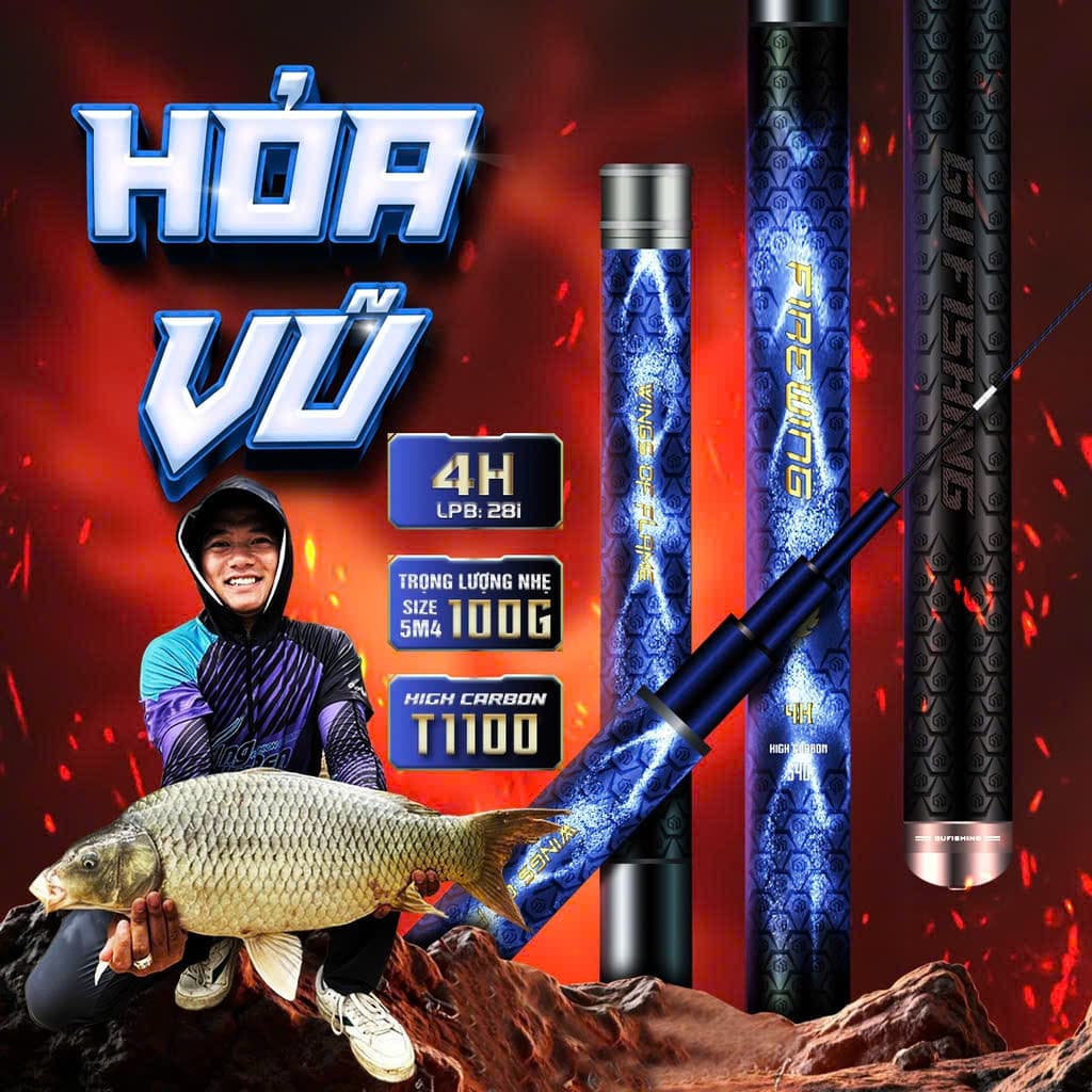 Cần câu tay GUF hỏa vũ 4h phân bổ lực 28i ngọn 1.2mm hàng chính hãng
