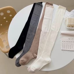 Tất Vớ Đùi Dài Qua Gối Đi Bốt Cotton Gân Tăm Giữ Ấm Mùa Đông Phong Cách Hàn Quốc Siêu Hot 8