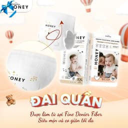 COMBO 2 BỊCH Tã/bỉm HONEY Premium mẫu mới, bỉm chính hãng, tã dán/quần đủ size từ NB - 4XL cho bé. 3