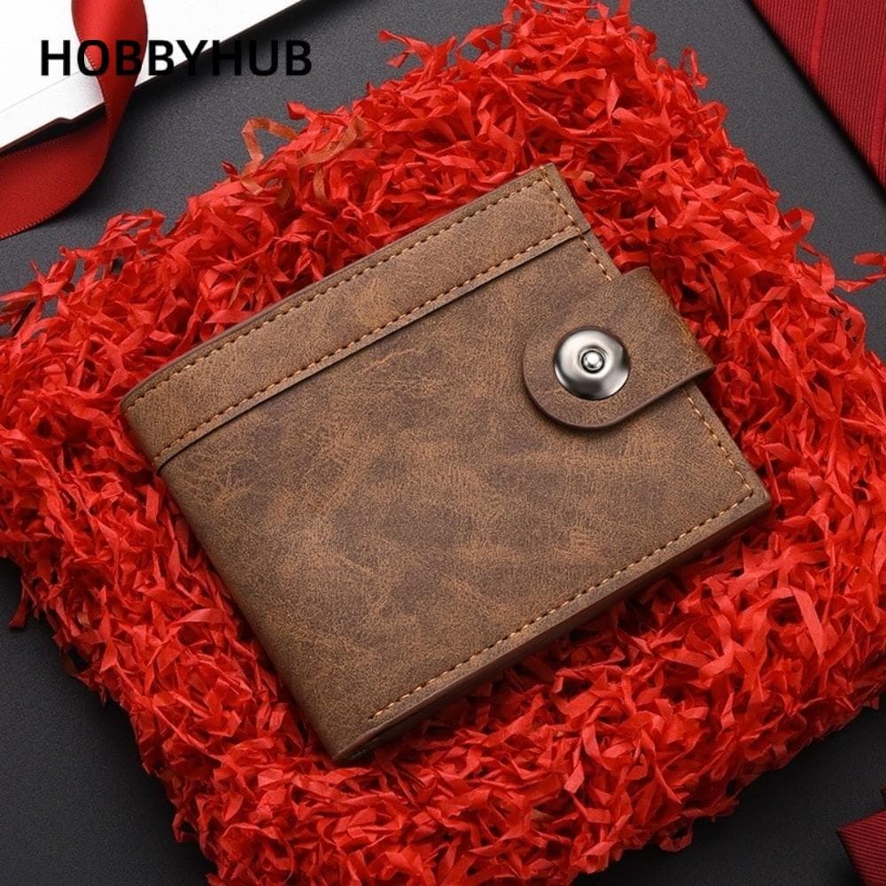 Ví ngắn HOBBYHUB, Ví da PU di động siêu mỏng, Hộp đựng thẻ tín dụng nhẹ bền bỉ cho nam giới