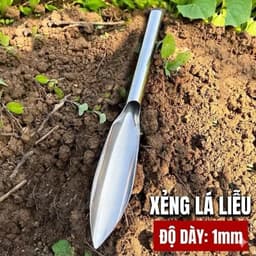 Bộ Xẻng Làm Vườn Inox Mũi Tròn & Nhọn - Dụng Cụ Trồng Cây Xới Đất Bền Chắc Không Gỉ 3