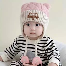 Mũ Len SUNNY Cho Bé Bịt Tai Dệt Kim Đính Gấu Tai Bông Giữ Ấm Mùa Đông Dùng Cho Bé 6–24 Tháng 3