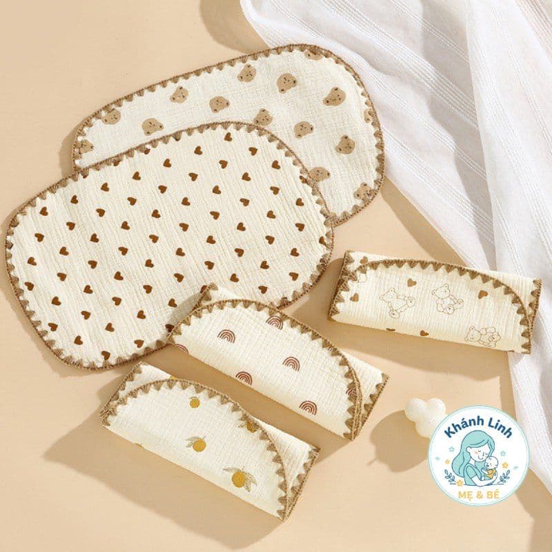 Gối Xô Sơ Sinh - Gối Xô 10 Lớp Muslin Phong Cách Hàn Quốc Cho Bé Sơ Sinh Siêu Mềm, Mịn, Thấm Hút Mồ Hôi Tốt