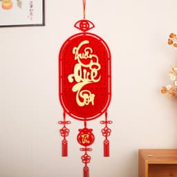MIỄN SHIP Liễn đỏ bầu dục trang trí tết 2026,Liễn Treo Tết Bình An,Dải Treo Đỏ May Mắn Tặng Kèm Móc Treo Tường 6