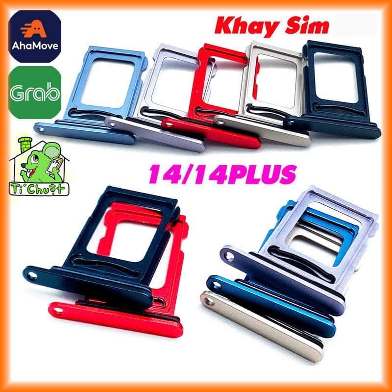 Khay Đựng Sim Thay Thế cho iPhone 14 PLUS iPhone14 bản 1 SIM/2 SIM Loại có Ron Chống Nước & Lẫy Giữ Sim như ZIN